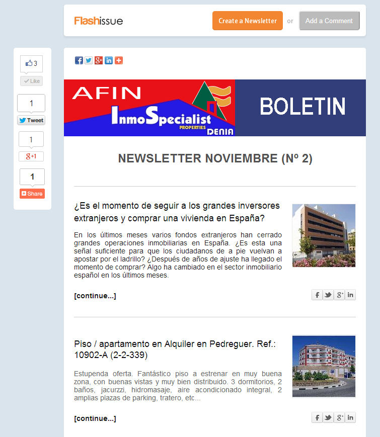 Afin - Inmospecialist - Boletín Inmobiliario - NOVIEMBRE Nº 2